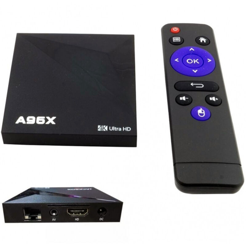 foto del prodotto trade shop traesio android 7.1 a96x tv 4k ram quad core cortex a53 smart 3 usb hdmi rj45 sd 