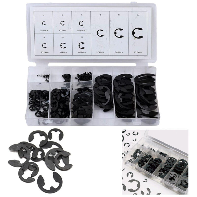 foto del prodotto trade shop traesio anelli elastici seeger kit da 300 pz assortiti rondelle anello elastico e clips 