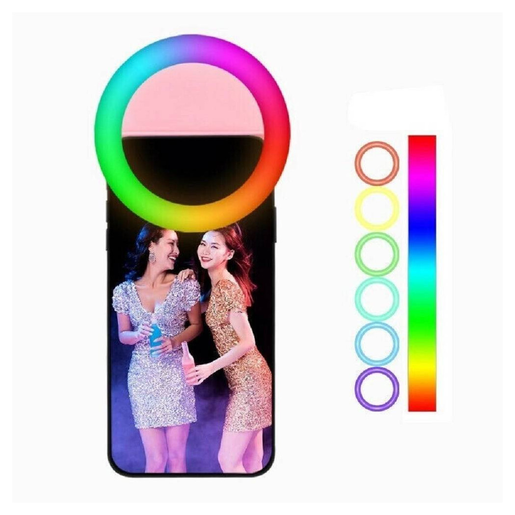 foto del prodotto trade shop traesio anello luminoso a led per selfie rgb multicolore light ring ricaricabile 