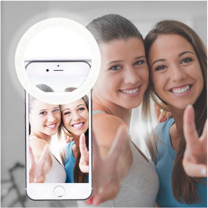 foto del prodotto trade shop traesio anello ring light 36 led per selfie tiktok ricaricabile usb illuminazione cell 