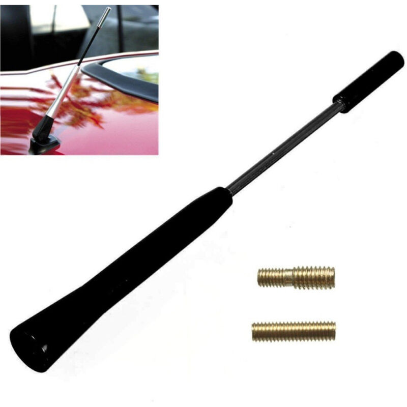 foto del prodotto trade shop traesio antenna alluminio nero auto universale fm allungabile esterna stelo autoradio tuning 