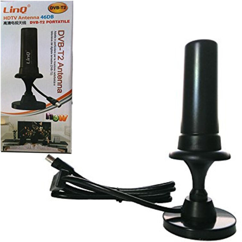 foto del prodotto trade shop traesio antenna dvb t2 tv 46 dbi portatile per auto camper suv con calamita per esterno 