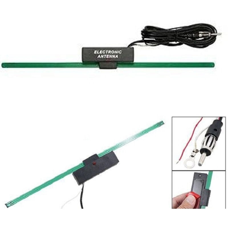 foto del prodotto trade shop traesio - antenna interna adesiva elettronica 605 amplificata universale per auto fm 12v -