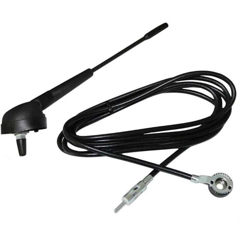 foto del prodotto trade shop traesio antenna per autoradio 19 cm per tetto auto con cavo da 2.3 mt spina din plug 