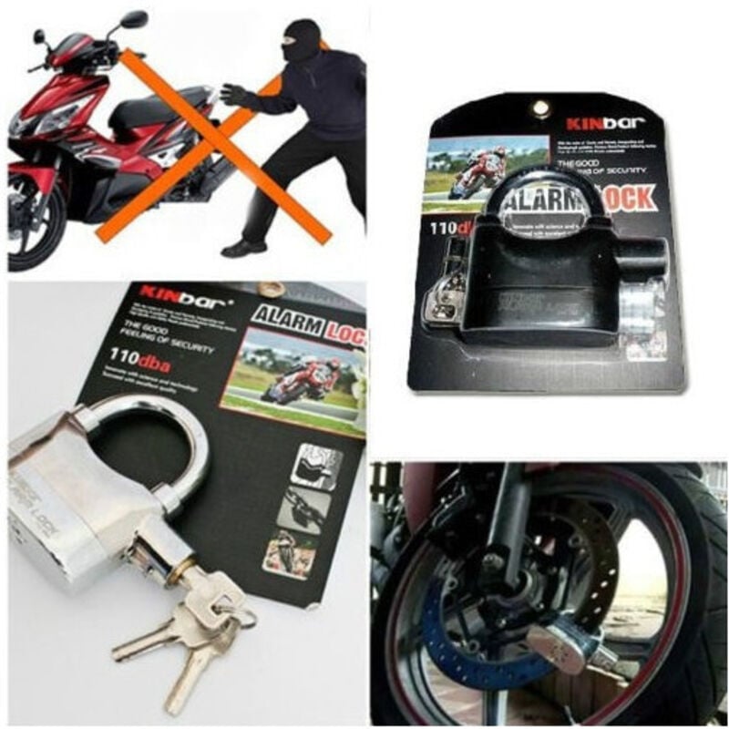 foto del prodotto trade shop traesio antifurto bloccadisco con allarme sonoro per moto scooter lucchetto bloccadischi 