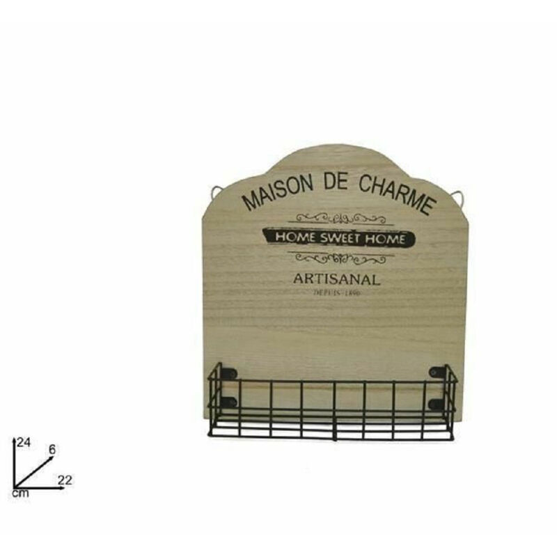 foto del prodotto trade shop traesio appendino da parete con mensola in legno metallo decorazione casa 24 x 22 x 6 cm 