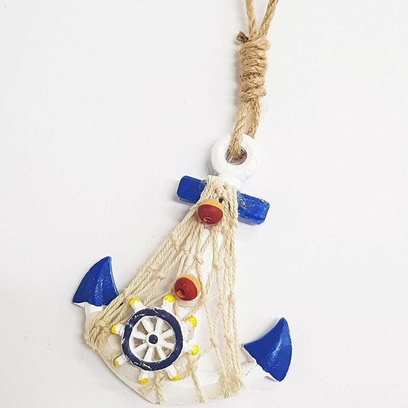 foto del prodotto trade shop traesio - appendino parete ancora blu bianco shabby stile marino segnaposto bomboniera -