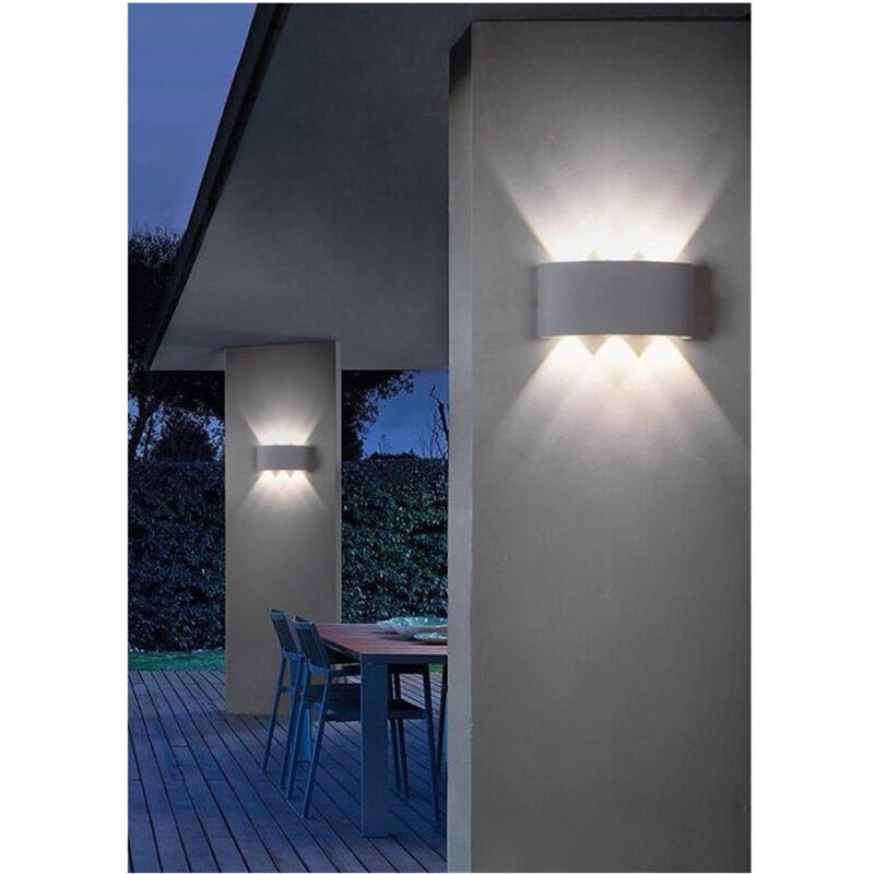 foto del prodotto trade shop traesio applique 16w up down lampada muro grigio esterno ip65 luce 4000k 3000k 6500k es68 bianco naturale 