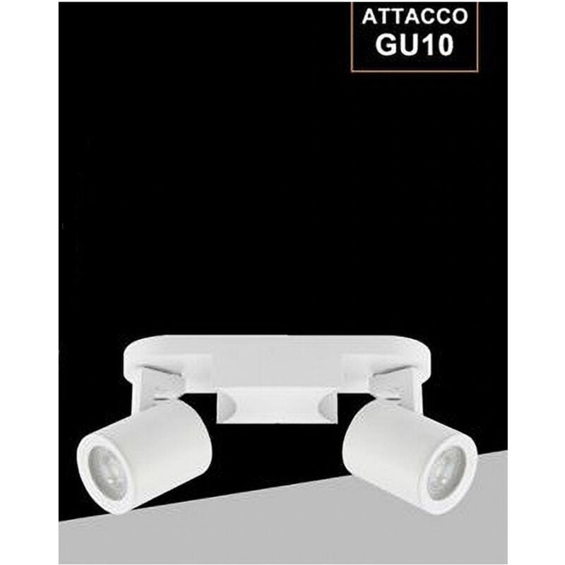 foto del prodotto trade shop traesio applique 2 diffusori orientabile soffitto parete lampada gu10 bianco nero th8802 bianco