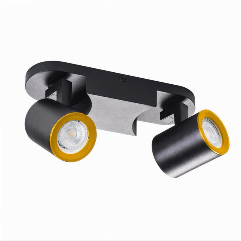 foto del prodotto trade shop traesio applique 2 diffusori orientabile soffitto parete lampada gu10 bianco nero th8802 nero