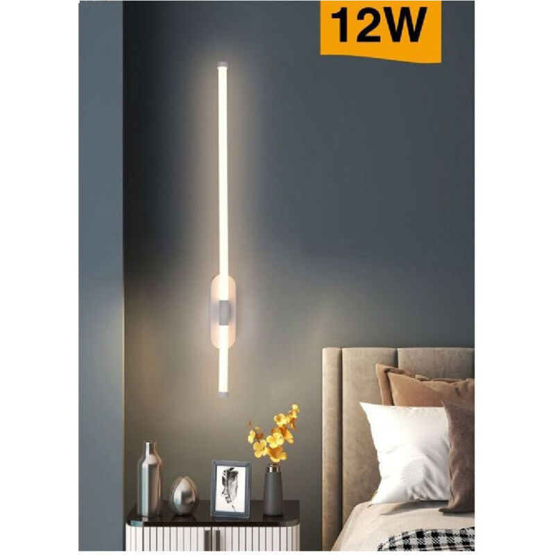 foto del prodotto trade shop traesio applique a led 12 watt tubo lungo bianco moderno luce fredda calda naturale e80 bianco caldo 
