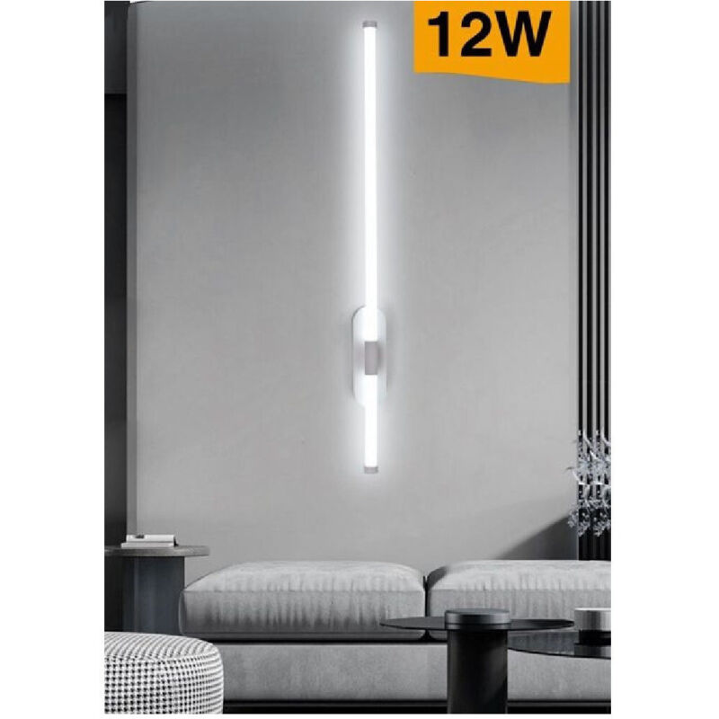 foto del prodotto trade shop traesio - applique a led 12 watt tubo lungo bianco moderno luce fredda calda naturale e80 - -bianco freddo -
