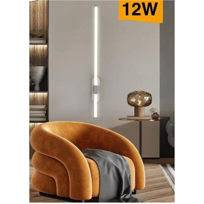 foto del prodotto trade shop traesio applique a led 12 watt tubo lungo bianco moderno luce fredda calda naturale e80 bianco naturale 