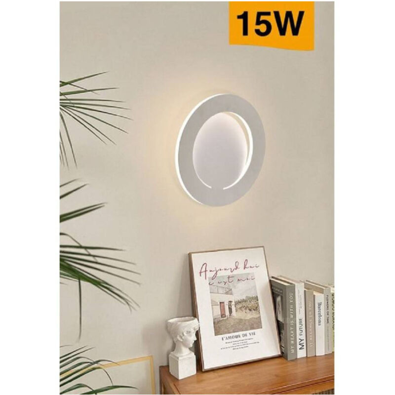 foto del prodotto trade shop traesio applique a led 15 watt da muro design bianco a tre tonalita di luce aq17 3c 
