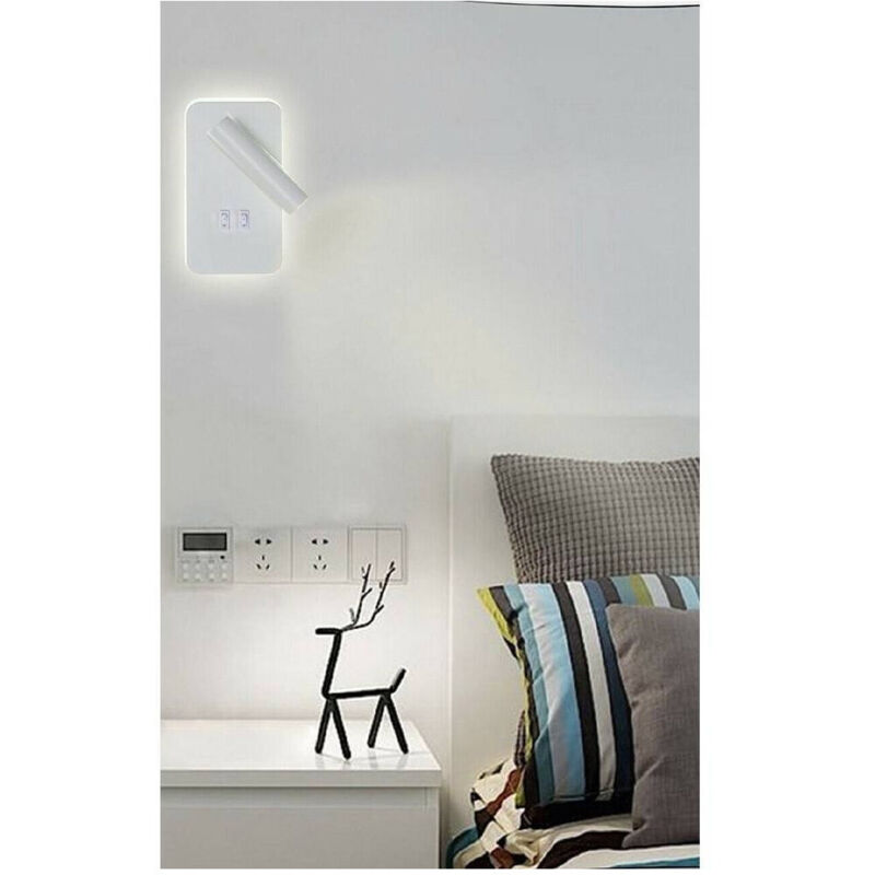 foto del prodotto trade shop traesio applique a muro 6 w doppia fonte luminosa led cob smd luce 6500k 3000k 4000k e20 bianco freddo 