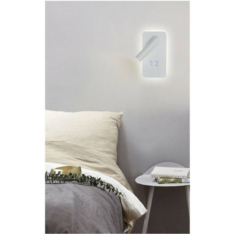 foto del prodotto trade shop traesio applique a muro 6 w doppia fonte luminosa led cob smd luce 6500k 3000k 4000k e20 bianco naturale 