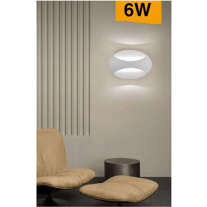 foto del prodotto trade shop traesio applique a muro doppia emissione 6w a led lampada ovale 3 modalit luce aq15 b3c 