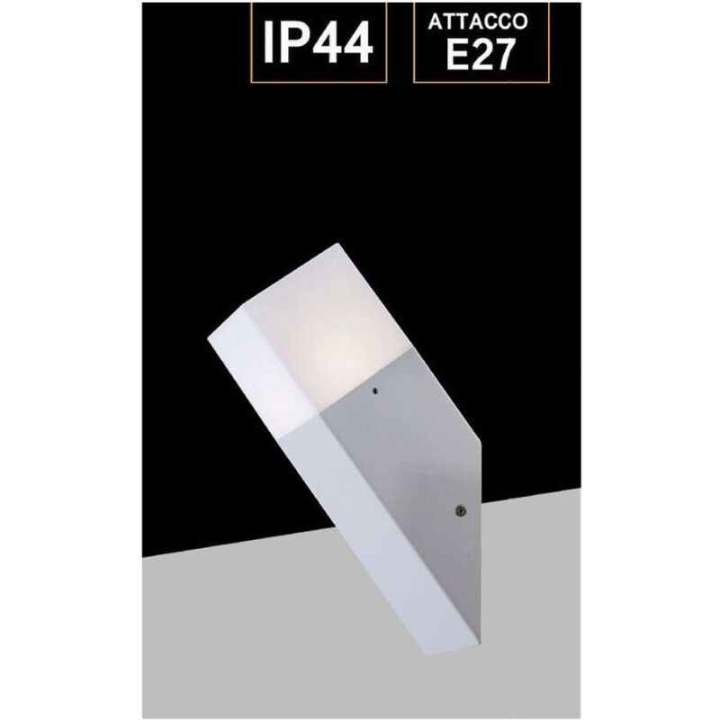 foto del prodotto trade shop traesio applique a muro obliquo esterno attacco e27 in alluminio lampada parete ip44 b250 bianco