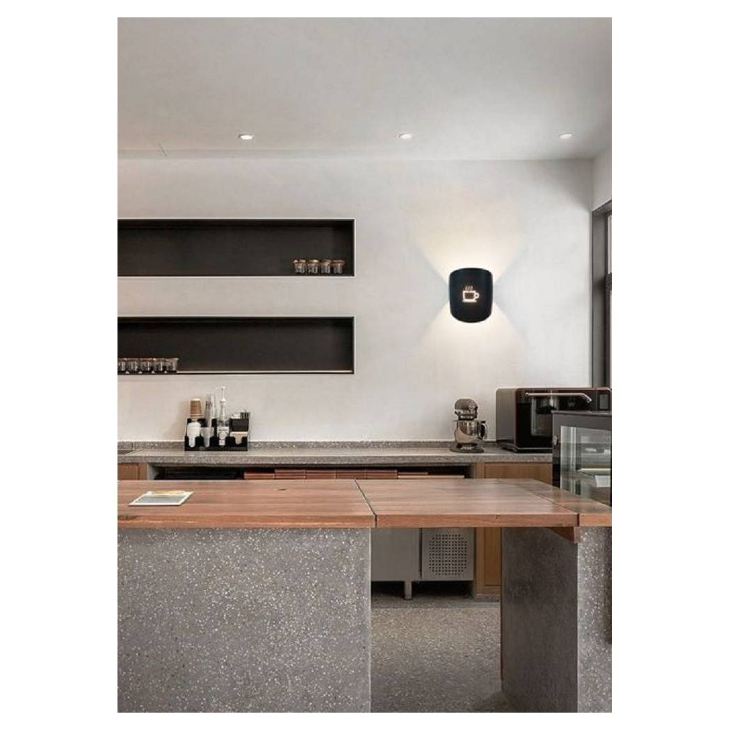 foto del prodotto trade shop traesio applique a parete con raffigurazione tazza del caff lampada attacco g9 ip20 aq45 nero