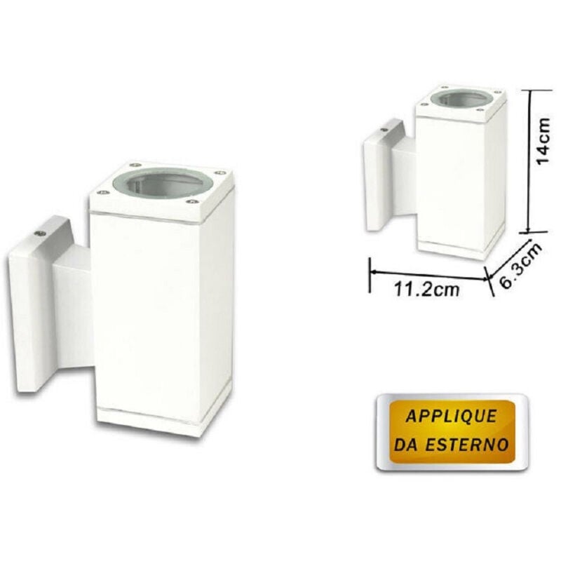 foto del prodotto trade shop traesio applique a parete per esterno giardino ip55 lampada lampadina attacco gu10 bianco