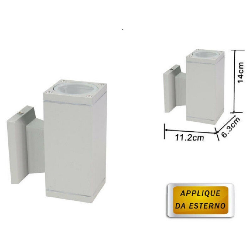 foto del prodotto trade shop traesio applique a parete per esterno giardino ip55 lampada lampadina attacco gu10 grigio