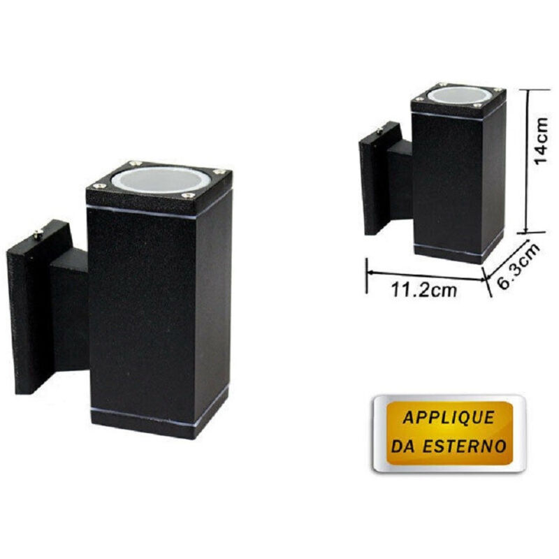 foto del prodotto trade shop traesio applique a parete per esterno giardino ip55 lampada lampadina attacco gu10 nero
