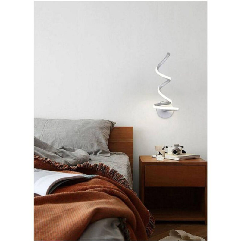 foto del prodotto trade shop traesio applique a parete spirale per interni a led 12 w luce fredda calda naturale e24 bianco naturale 