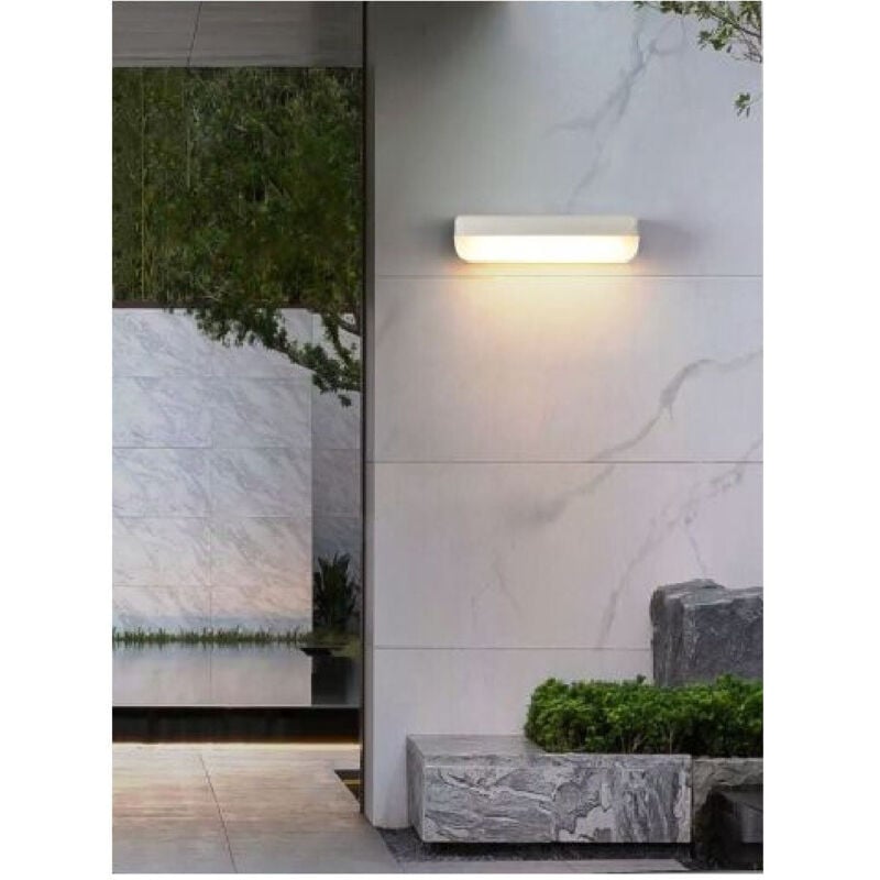 foto del prodotto trade shop traesio - applique bianco da esterno 12w luce fredda 6500k naturale 4000k calda 3000k es63 - -bianco caldo -
