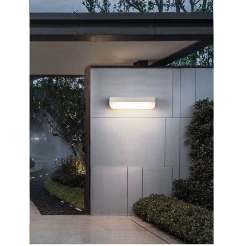 foto del prodotto trade shop traesio - applique bianco da esterno 12w luce fredda 6500k naturale 4000k calda 3000k es63 - -bianco naturale -