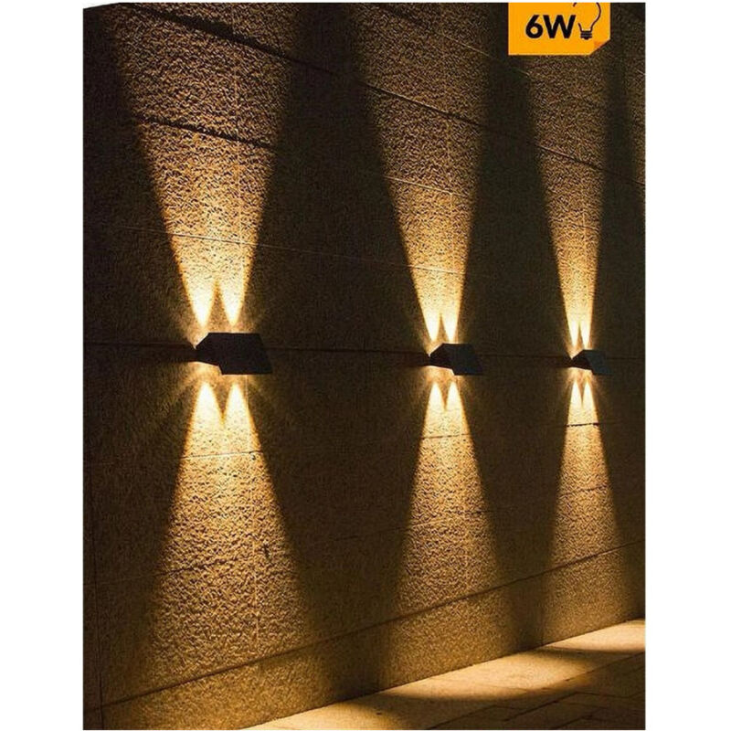 foto del prodotto trade shop traesio applique biemissione led lampada solare parete ip65 luce 3000k 6500k nero yh0616 bianco caldo 