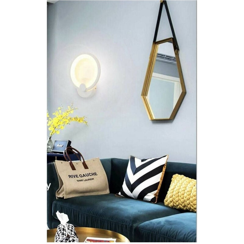 foto del prodotto trade shop traesio - applique cerchio 10 watt parete abat jour luce fredda calda naturale 6551 e27 - -bianco caldo -