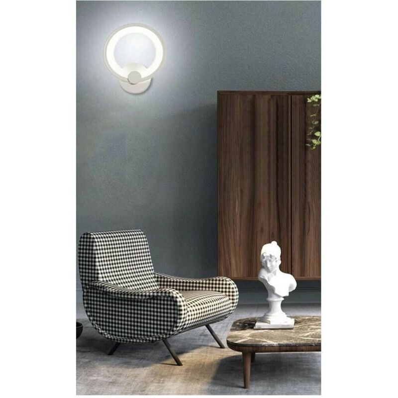 foto del prodotto trade shop traesio - applique cerchio 10 watt parete abat jour luce fredda calda naturale 6551 e27 - -bianco freddo -