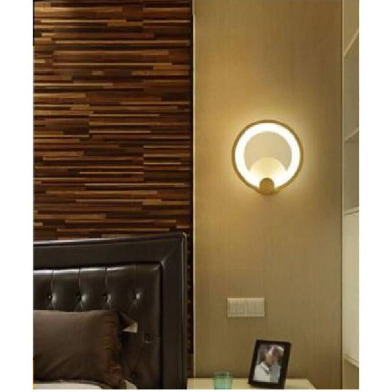 foto del prodotto trade shop traesio applique cerchio 10 watt parete abat jour luce fredda calda naturale 6551 e27 bianco naturale 