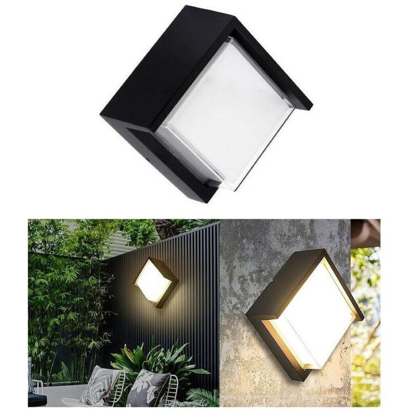 foto del prodotto trade shop traesio applique da esterno e interno lampada moderna per parete quadra ip65 faretto 12w 
