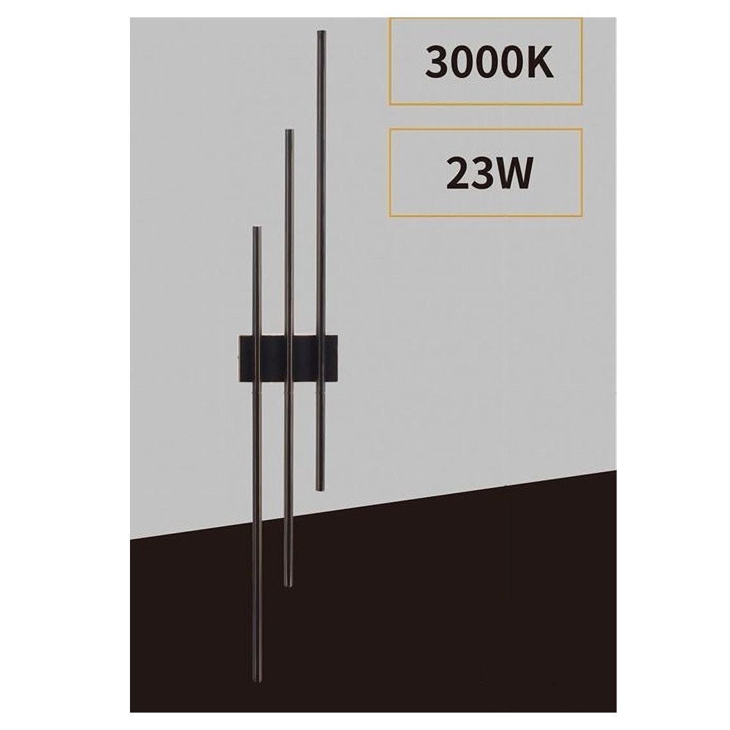 foto del prodotto trade shop traesio applique da muro led 23w moderna 3 linee verticali nero luce calda naturale aq13 bianco caldo 