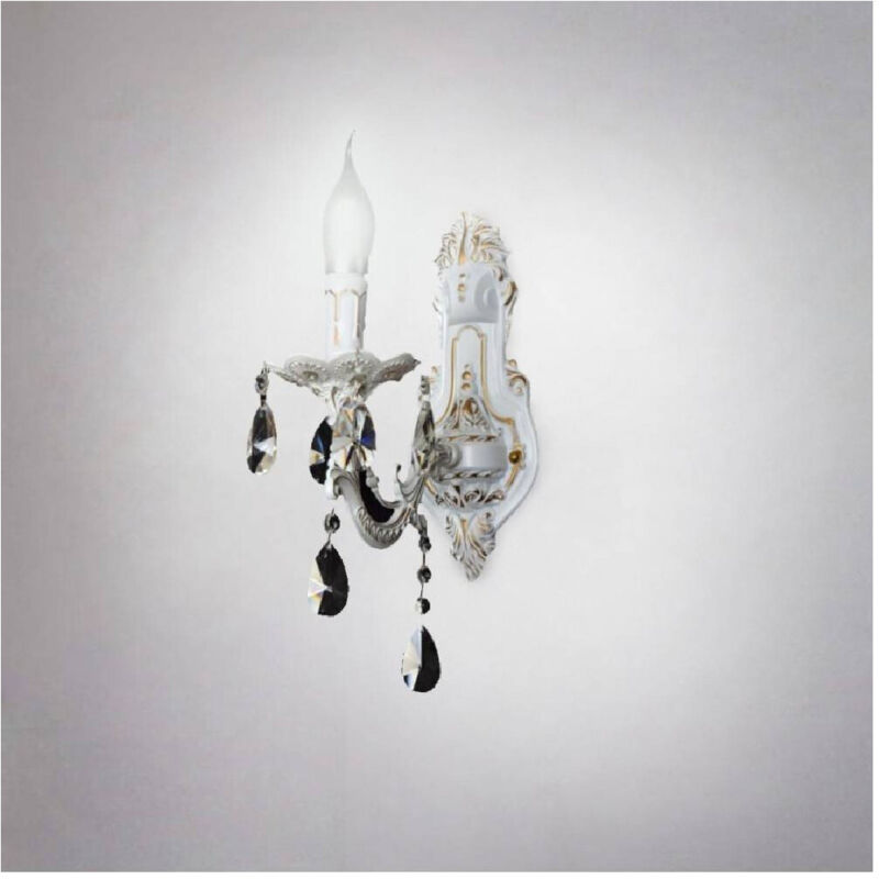 foto del prodotto trade shop traesio applique da muro parete classica 1 braccio attacco e14 cristalli pendenti e01 1 