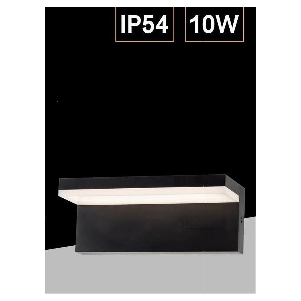 foto del prodotto trade shop traesio applique da muro per esterno led 10 w lampada da parete nero facciata ip54 b82 n bianco caldo 