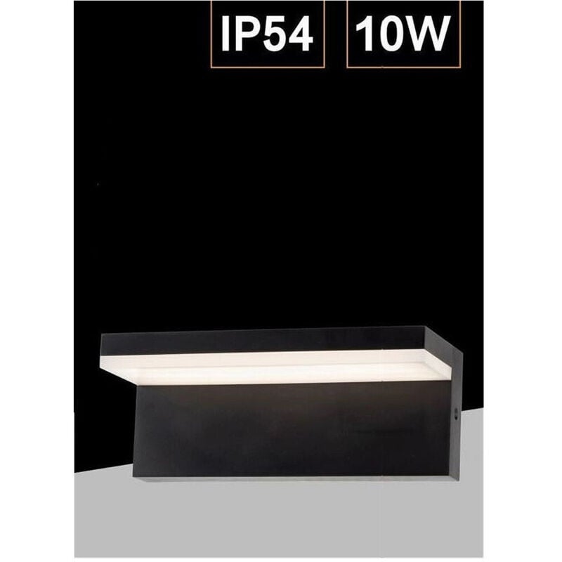 foto del prodotto trade shop traesio - applique da muro per esterno led 10 w lampada da parete nero facciata ip54 b82-n - -bianco freddo -
