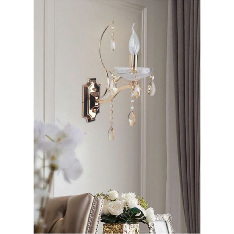 foto del prodotto trade shop traesio applique da parete classica 1 braccio attacco e14 cristalli pendenti gocce e68 1 