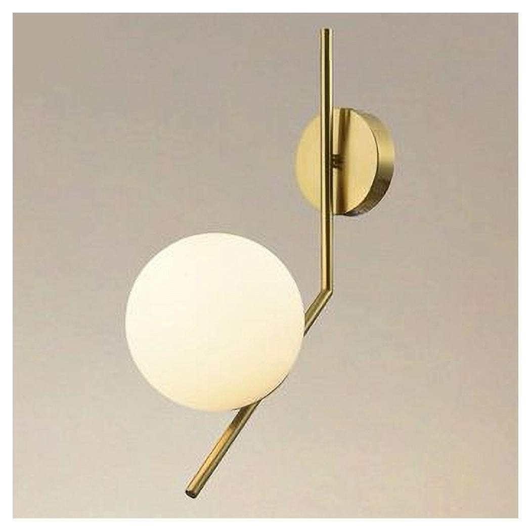 foto del prodotto trade shop traesio applique da parete con sfera in vetro bianco attacco e27 metallo oro lampada 32804 