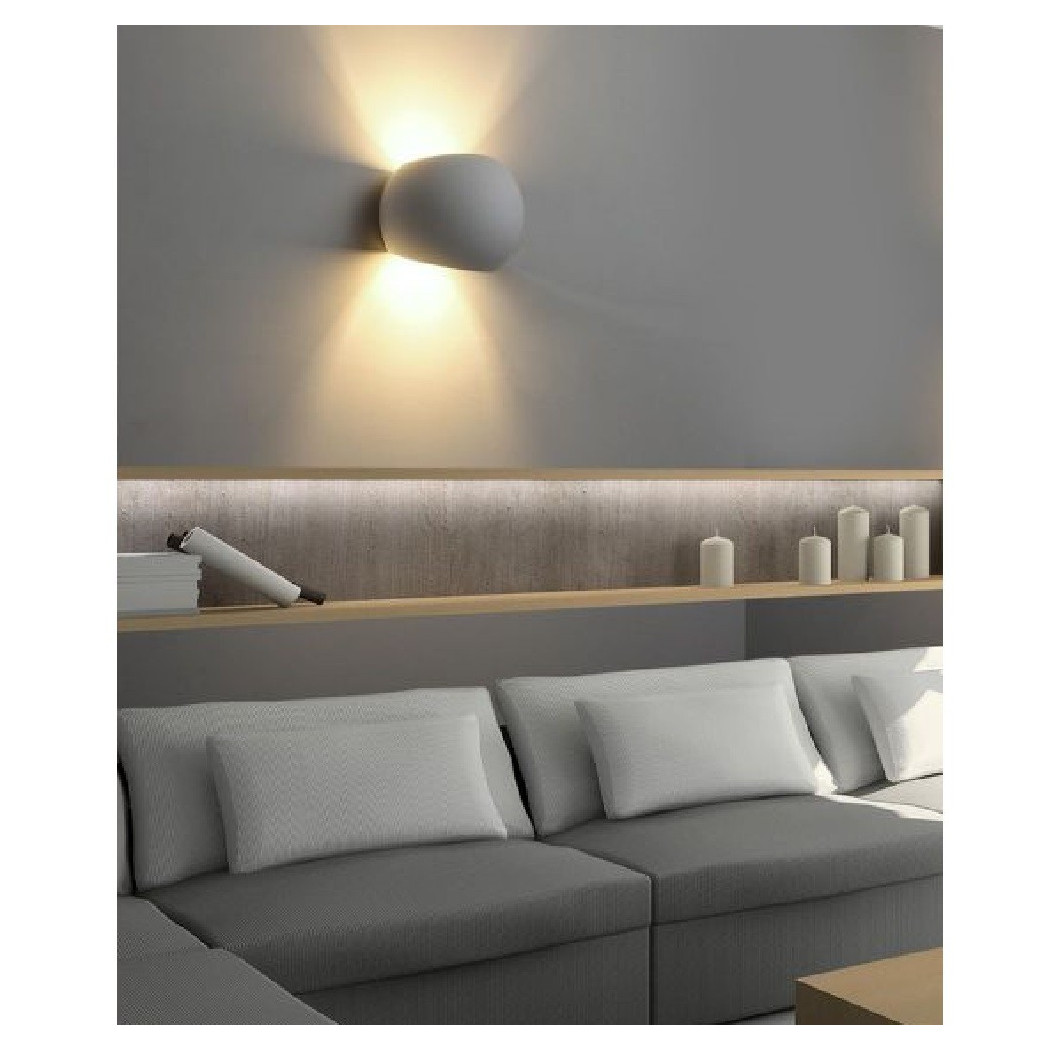 foto del prodotto trade shop traesio applique da parete in gesso tondo up e down lampada attacco g9 verniciabile e07 