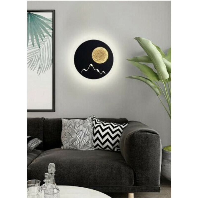 foto del prodotto trade shop traesio applique da parete led moderna retroilluminato 16w luce bianca 6500k lampada e48 nero
