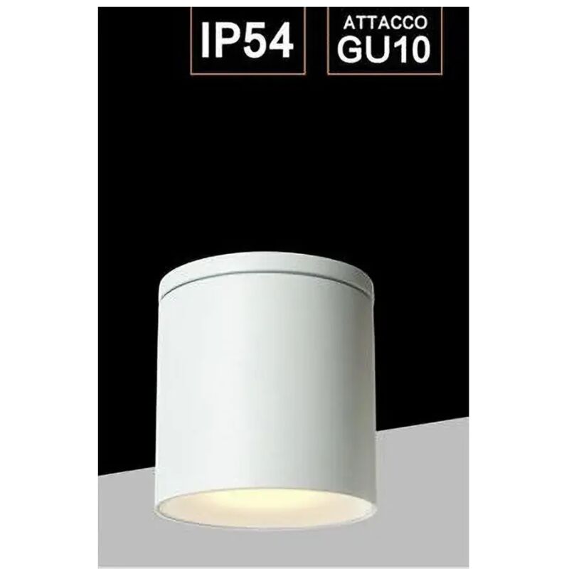 foto del prodotto trade shop traesio - applique da soffitto a cilindro esterno moderno lampada plafoniera gu10 ip54 h94 - bianco
