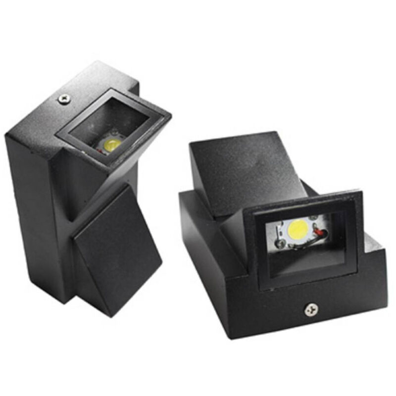 foto del prodotto trade shop traesio applique doppia emissione 10 watt nero per esterno luce fredda calda ip65 es04 bianco freddo 