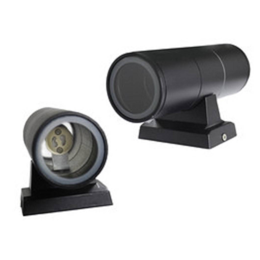 foto del prodotto trade shop traesio applique doppia emissione a parete giardino esterno ip55 portalampada gu10 es01 nero