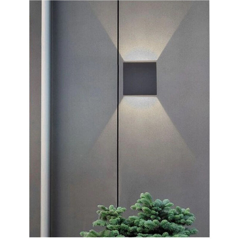 foto del prodotto trade shop traesio applique doppia emissione led cob 12 w esterno luce 4000k 3000k 6500k es46 nero bianco freddo 