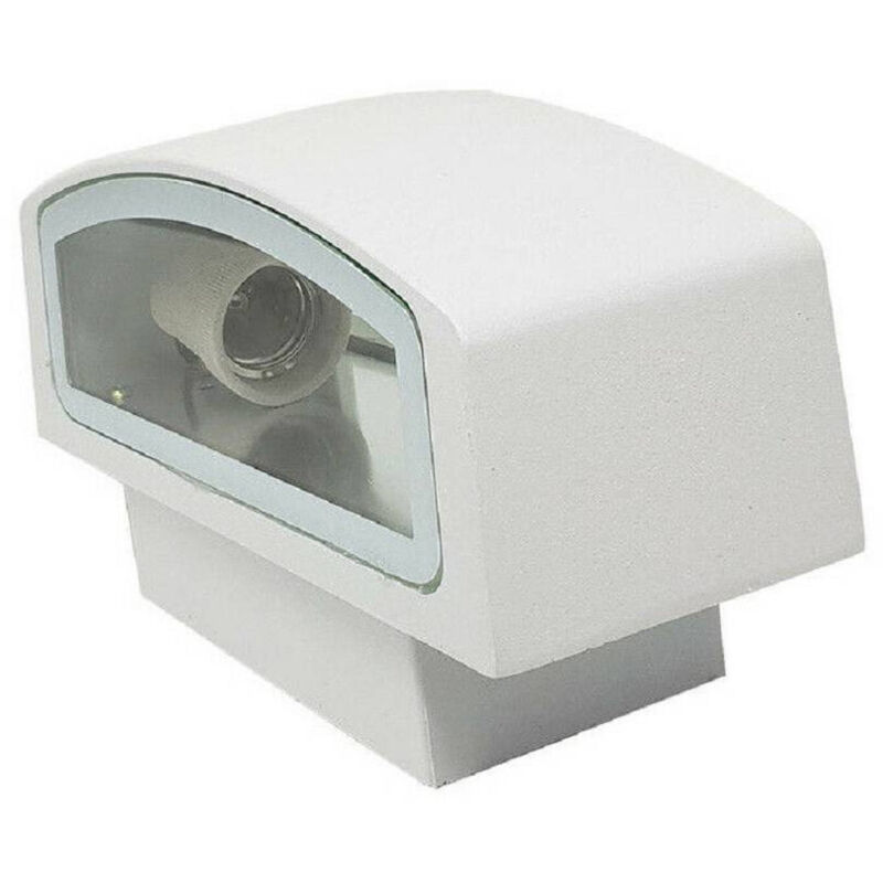 foto del prodotto trade shop traesio - applique esterno 2 vie e27 max 60 lampada faretto da parete luce plafoniera 910 - bianco