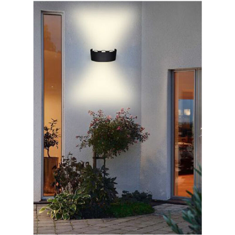 foto del prodotto trade shop traesio applique esterno led 16 w crown ip65 up down nero luce calda fredda natural bianco naturale 
