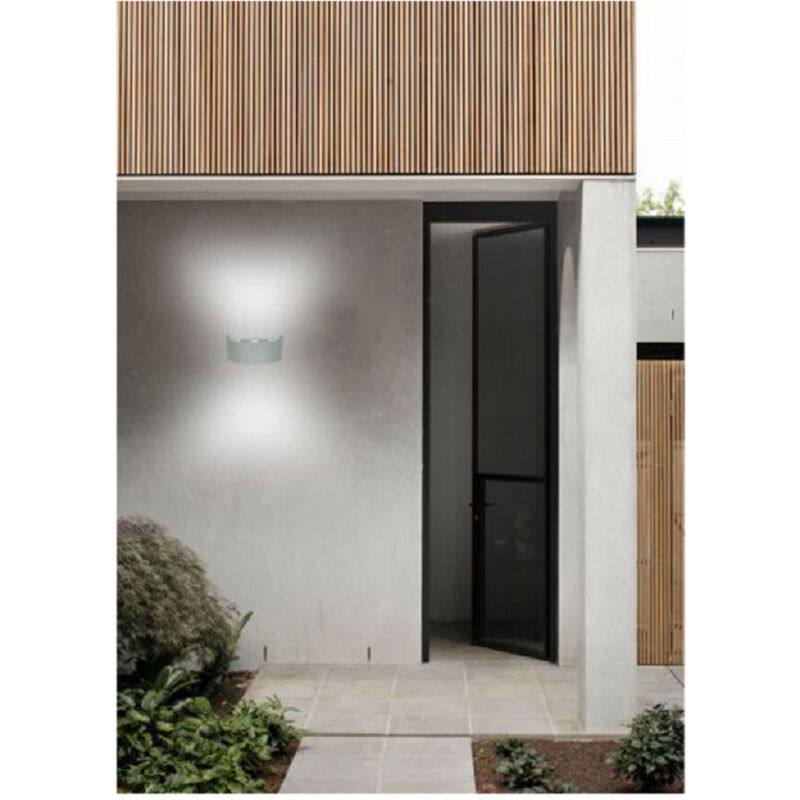 foto del prodotto trade shop traesio applique esterno led 16w crown ip65 up down grigio luce calda fredda natural bianco freddo 