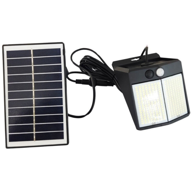foto del prodotto trade shop traesio applique faretto solare da esterno con pannello sensore luce 6500k ip65 sw2012 f 